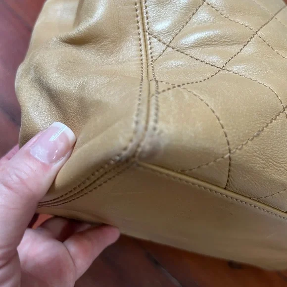 Chanel Beige Lambskin Leather Quilted Hand Bag(Damaged) - Picture 7 of 17